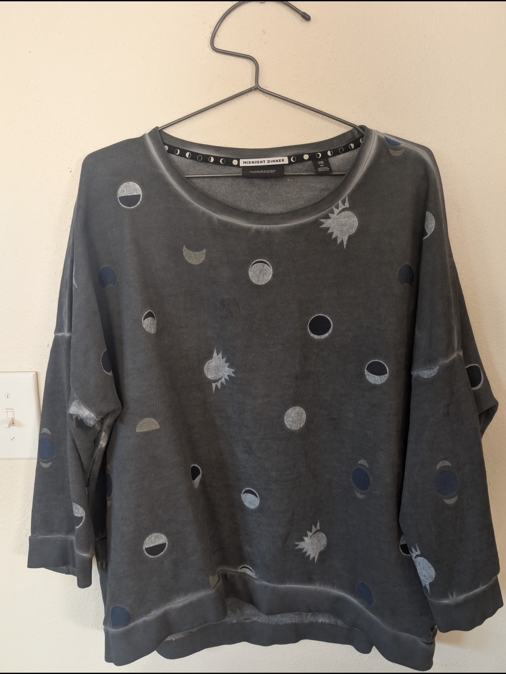 Scotch & Soda Gray Sweatshirt with Moon & Sun Motif XL